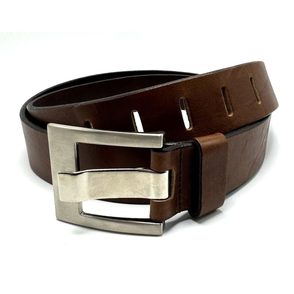 Remo Tulliani Italian Leather Belt Brown Classic Size 48 Made in Italy *READ*